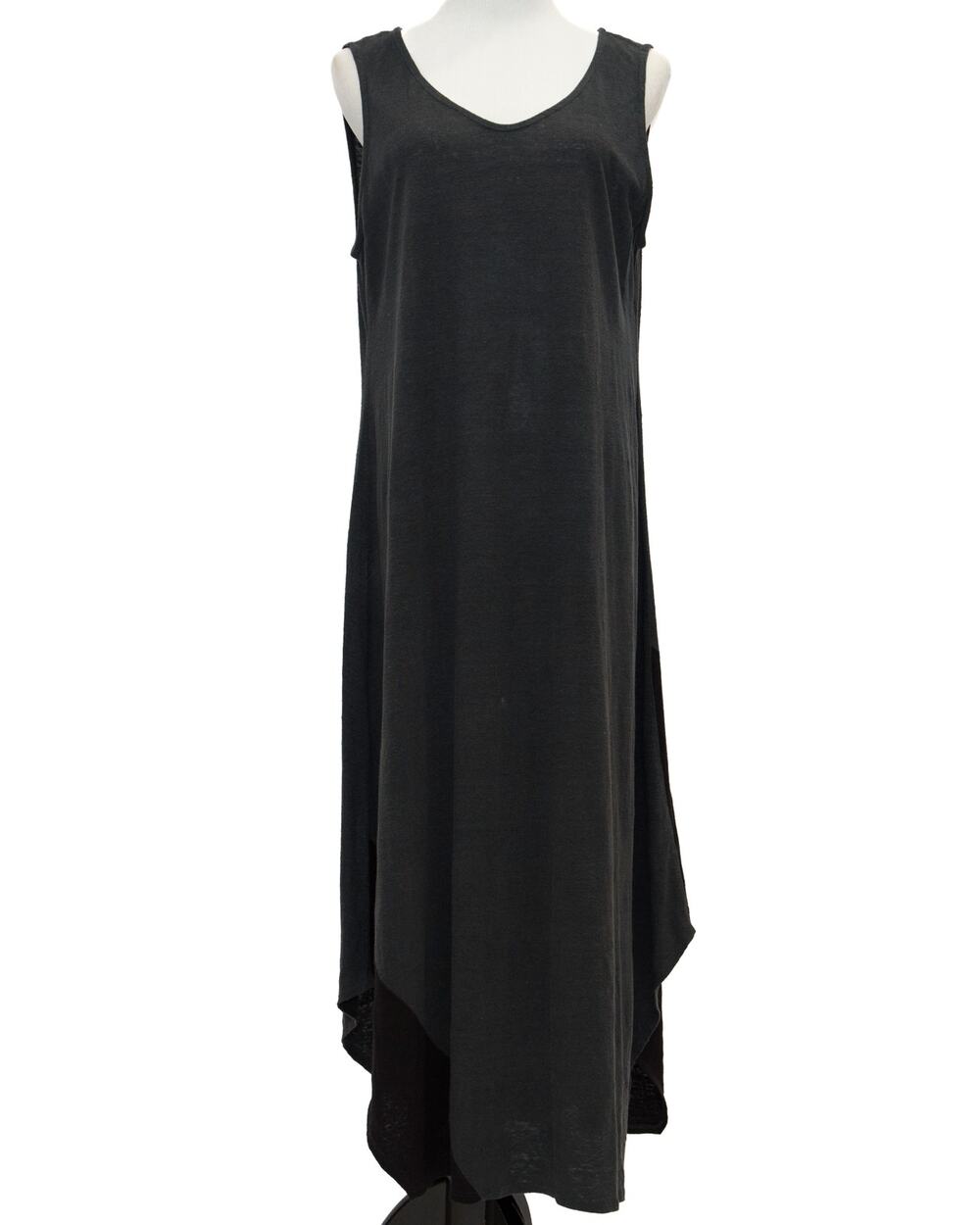 Eileen Fisher Gray Organic Linen Asymmetrical Hem Sleeveless Dress Size Medium